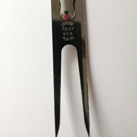 Vintage FOLEY Meat Fork Chrome Plated Carving Serving Black Handle USA Retro - Picture 9 of 16